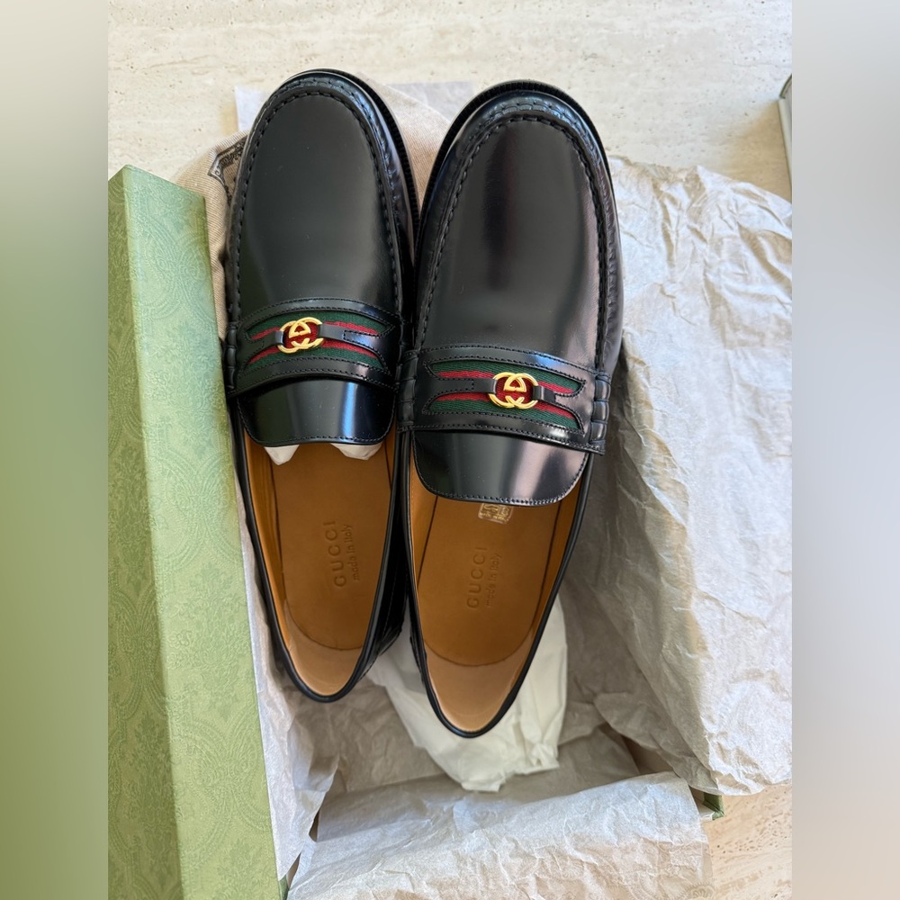 NWB GUCCI INTERLOCKING G LOAFER "MILLENNIAL RIBOT WEB" MENS GUCCI 13 / U…